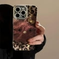 thumbnail image 2 of Brown Leopard Print Hot Girl Cat Phone Case Hanging Chain Three-Dimensional Glitter, 2 of 3