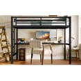 thumbnail image 5 of Newest Tech-Integrated Study & Gaming Metal Twin Loft Bed with Power Outlet and LED Light, Space-Saving Black Frame, 5 of 10
