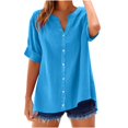 thumbnail image 2 of UPPADA 3/4 Sleeve Tops for Women Summer 2025 Trendy T Shirts Solid Blouse Loose Fit V Neck Pullover, 2 of 4