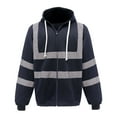 thumbnail image 1 of High Visibility workwear safety full zip hoodie reflective sweatshirt (Navy,S), 1 of 7