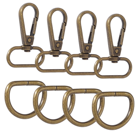 1 Box 10 Sets 20Pcs Swivel Snap Hooks 1 Inch Lobster Claw Clasp and D Ring Bulk Alloy Metal Bronze Push Gate Oval Trigger Snap Hook Clasps