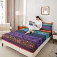 thumbnail image 3 of Homewish Retro Boho Flowers Bed Sheets,Bohemian Exotic Style Full Size Sheets,Orange,4pcs,1 Flat Sheet, 1 Fitted Sheet and 2 Pillowcases, 3 of 6