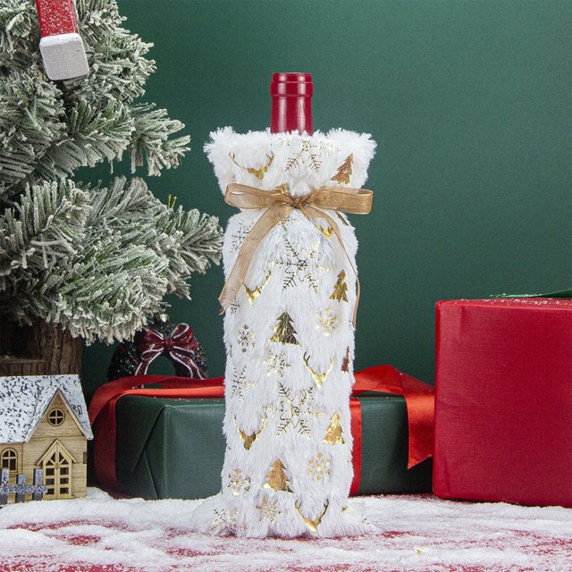 Bolsa de vino navideña de Naxoaeo, bolsa de regalo con cordón, fundas reutilizables para botellas de vino, ideal para Navidad, bodas, cumpleaños y fiestas.