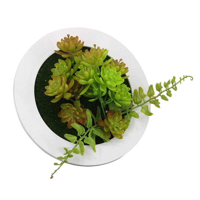 Planta de flores artificiales de 7 8 pulgadas con marco redondo para exhibición de fotos maceta para colgar en la pared pared Vertical interior