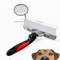 thumbnail image 5 of Dog grooming brush for large dogs with undercoat, professional pet rake comb for long hair breeds like golden retriever husky german shepherd, stainless steel teeth with ergonomic slip handle, black, 5 of 6