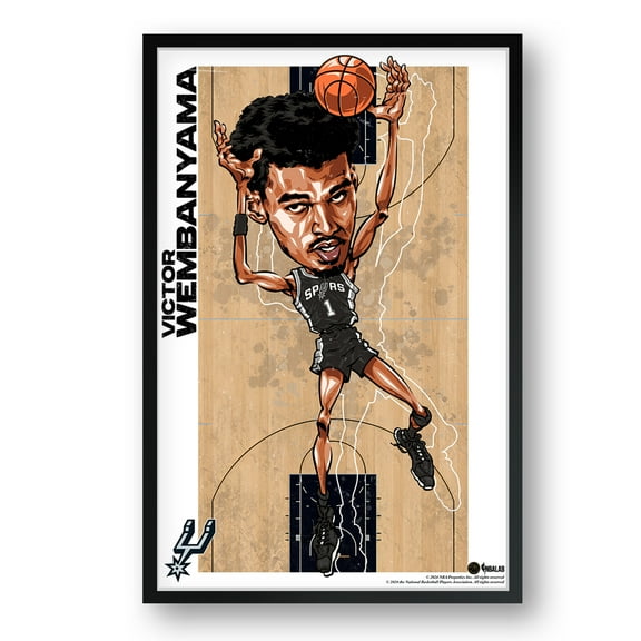 Victor Wembanyama San Antonio Spurs Framed 27" x 39" Player Caricature Art