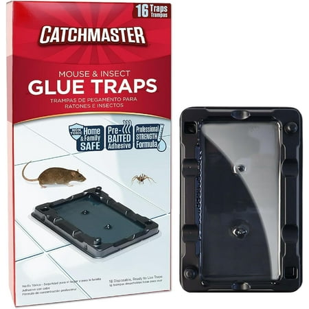 16 Mouse & Insect Glue Traps, Heavy-Duty Pesticide-Free Sticky Traps Indoor for Home, Used by The PROs, Adhesive Rodent Bug Catcher, Pest Control House Garage