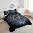 thumbnail image 3 of Nautical Rudder Comforter Set King Size,Retro Navy Black Spider Web Trippy Bedding Set 3 Pcs for Adults,Navigation Ocean Adventure Theme Psychedelic Down Comforter,2 Pillowcases, 3 of 6