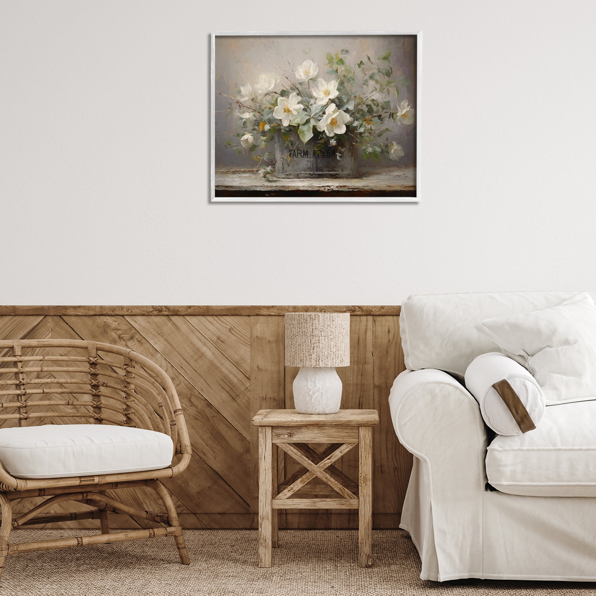 Stupell Industries Country Farm Florals Botanical & Floral Painting White Framed Art Print Wall Art, 30 x 24