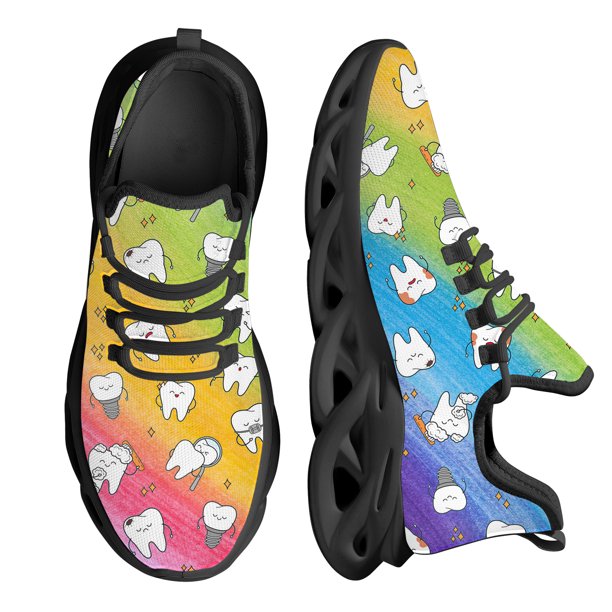 Zapatos dentales para mujer, zapatillas de deporte de malla resistentes al desgaste con diseño de diente de dentista kawaii, tenis clásicos para mujer