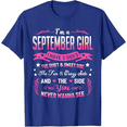 thumbnail image 2 of NETHOUSE Women's Birthday T-Shirt - September Girl with 3 Sides Quote - Pink Sweet and Crazy Graphic Tee - Cotton Blend - Sizes S to 5XL, 2 of 3