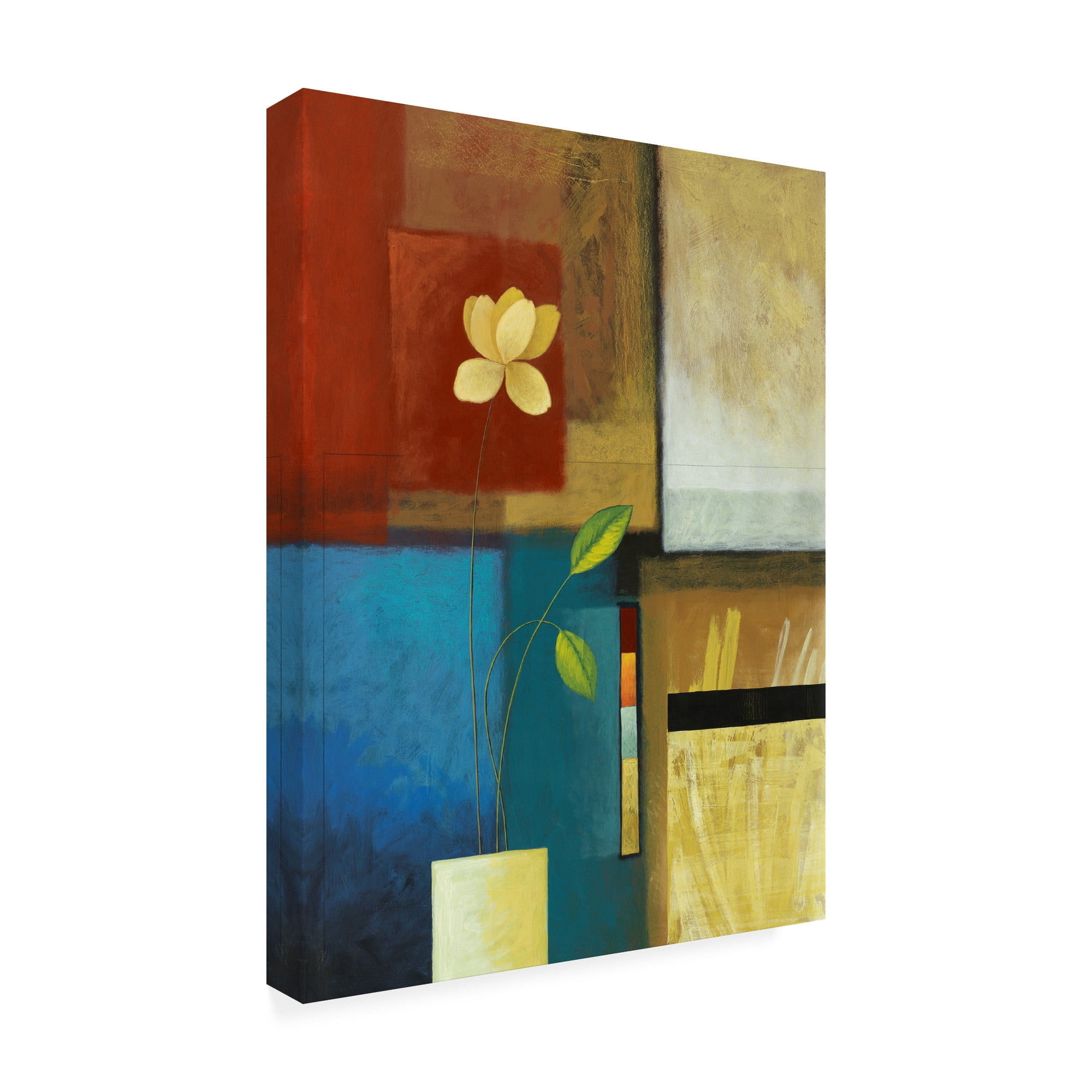 Trademark Fine Art 'Flower And Red And Blue Squares' Canvas Art by Pablo Esteban
