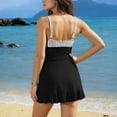 thumbnail image 6 of Kctiaxy One Piece Swimsuit Women Slim Fits Striped One Piece Swim Suits Casual Solid Color High Waisted Wrap Skirt Swimwear Sports Bathing Suits, 6 of 7