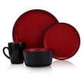 thumbnail image 2 of Stone Lain Albie Rustic Stoneware Dish Set, 32-Piece Round Dishes for 8, Red and Black, 2 of 11