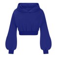 thumbnail image 5 of Penkiiy Women's Ear Hoodie Pullover Long Sleeve Hooded Sweatshirt Cute Dark Gothic Style Blouse Cute Crop Top Hoodies Sweatshirt 5XL Blue, 5 of 5