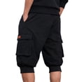 thumbnail image 6 of Mens Capri Pants Summer Casual Heavyweight Elastic Waist Relaxed Fit Cropped Cargo Pants with Pockets, 6 of 7