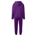 thumbnail image 4 of Letdown Women's 2 Piece Sweatsuit Sets Zip Up Crop Hooded Tops and Cinch Bottom Pants Casual Striped Tracksuit Jogger Loungewear Set (Dark Purple, M), 4 of 5