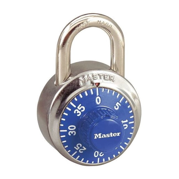 Master Lock Combination Padlock, Center, Blue/Silver 1502BLU