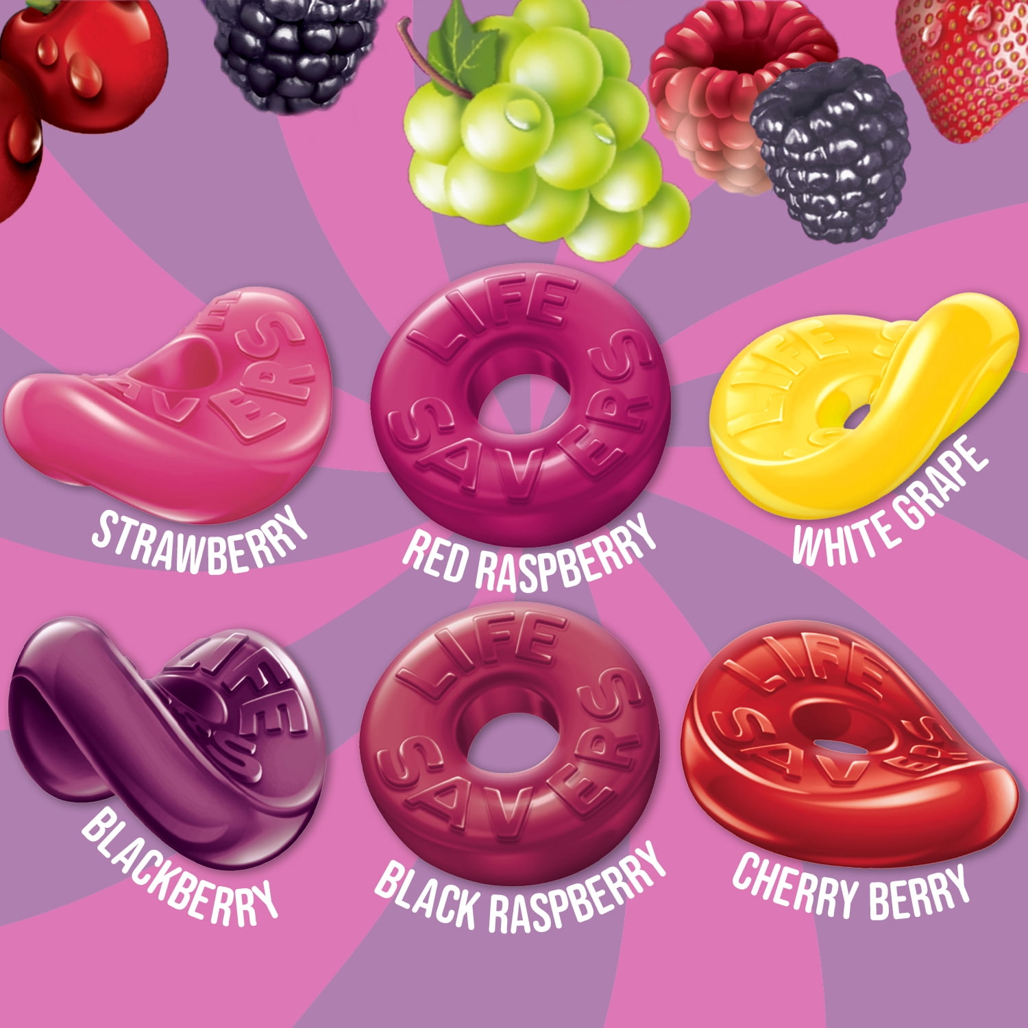 (3 pack) Life Savers Gummies, Wild Berries Fruit Gummy Candy, 7 oz Bag
