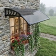 thumbnail image 3 of 40x40 Inch Outdoor Door Window Awning with Drainage Design, Black Bracket & Brown Panel, Weather Resistant Canopy Shield Against UV Rain Snow for Porch Patio Home Exterior, 3 of 14