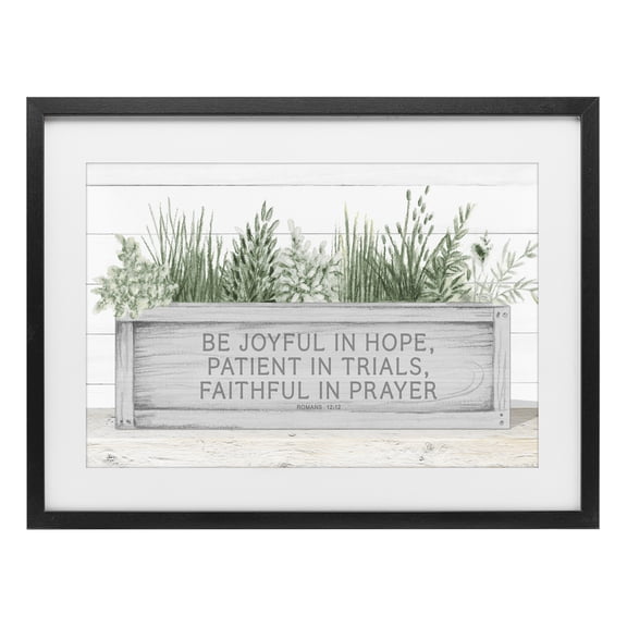 Stupell Industries Cottage Be Joyful Flower Box Black Framed Print Under Glass, 20 x 14, by Janice Gaynor