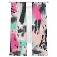 thumbnail image 2 of Abstract Graffiti Art Sheer Curtains 96 Inches Long 2 Panels Black Pink Splash Impressionist Light Filtering Semi Sheer Window Curtains Drapes for Bedroom Living Room 52"x96", 2 of 7