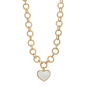 Time and Tru Gold Tone Mother of Pearl Heart Necklace