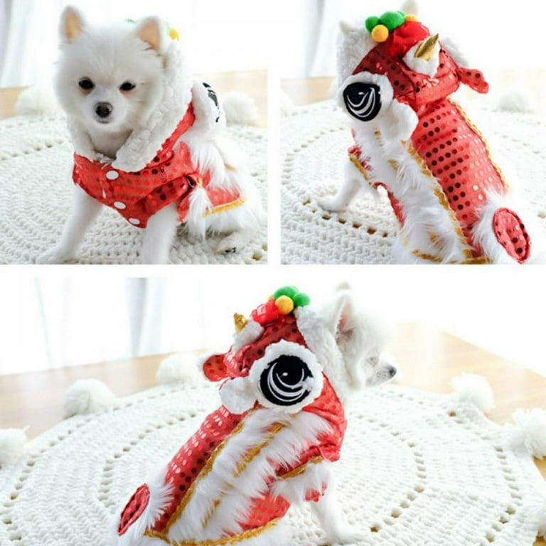Chinese new year costume lion head dance clothes for pet top dog