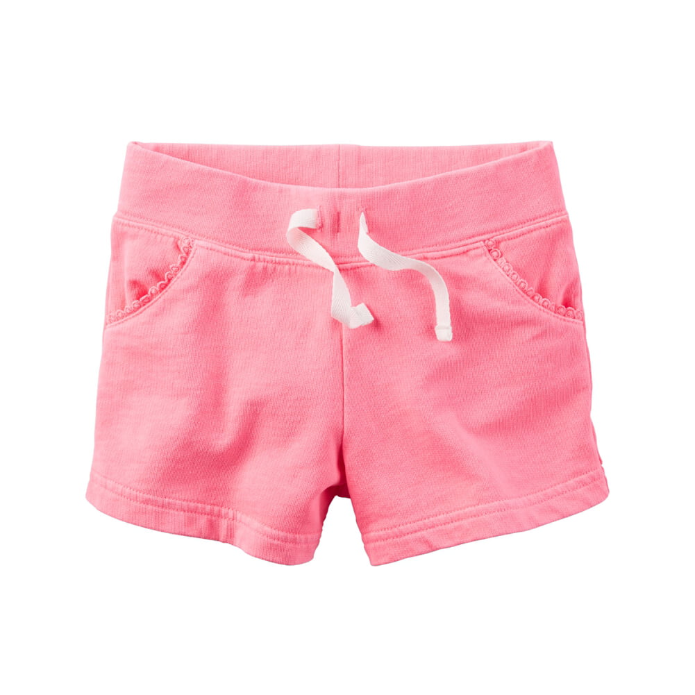 Carters Baby Girls Sparkle Side Stripe Neon French Terry Shorts Pink 6M