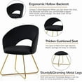 thumbnail image 5 of Modern Black Accent Chair Comfy Desk Chairs for Bedroom, Upholstered Barrel Velvet Vanity Chair with Back, Mid Century Makeup Chair with Gold Legs, 5 of 10