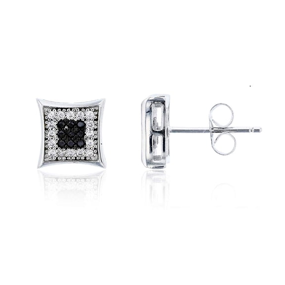 Decadence Sterling Silver 5x5 Curved Square Micropave Stud