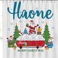 thumbnail image 1 of Cheerful Christmas Shower Curtain - Festive Santa, Snowman & Trees!, 1 of 4