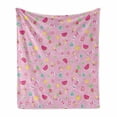 thumbnail image 1 of Sweets Soft Flannel Fleece Throw Blanket, Candies Yummy Treats Watermelon Creative Delicious Tastes Kids Design, Cozy Plush for Indoor and Outdoor Use, 50" x 60", Pale Pink Magenta Mint, by Ambesonne, 1 of 6