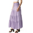 thumbnail image 2 of HYFVE Women's Juniors Smocked Waist Broomstick Boho Skirt (Lilac, Medium), 2 of 3