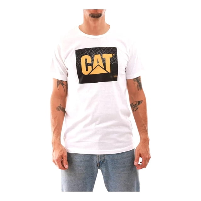 Playera Cat Hombre Caterpillar Casual Blanco Logo blanco M
