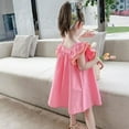 thumbnail image 2 of Uccdo Toddler Girls Sweet A Line Dresses Kids Ruffled Sleeve Beach Sundress Party Dress 3-8T, 2 of 6