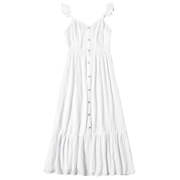 MeetoTime Baby Girls Clothes 3 Months-9 Years Summer Solid Color Lower Back Sleeveless Ruffled Dresses for Girl