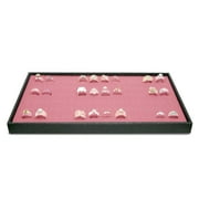 Novel Box Black Stackable Wood Display Tray 8.25x14.75x1 Inches + 72-slot Pink Ring Foam Liner