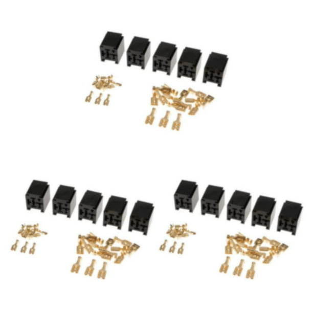 Sidaley 5Pcs 80A Relay Connector 4-Pin Mounting Base Socket Holder Terminals + Type1 NO1