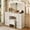 White + 5 Drawers & Above, variant on 43.3" Farmhouse Makeup Vanity Desk with Lighted Mirror, Vanity Table Set with Charging Station, Dressing Table with Sliding Barn Door, Hidden Shelves, 3 Drawers and 4 Cabinets for Bedroom,Beige