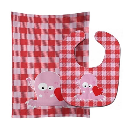 Cupid Monster Angel on Plaid Baby Bib & Burp Cloth