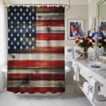 thumbnail image 4 of Independence Day Shower Curtain, 72" x 84", Retro US Flag Wood Grain Vintage Stars Waterproof Bathroom Curtain Washable Shower Curtain Set with 12 Hooks, 4 of 9