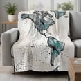 thumbnail image 2 of Vintage Map Blanket Soft Cozy Warm Throw Blanket for Couch, Plush Fuzzy Flannel Fleece Blankets for Sofa, Teal Flowers Color Block Abstract Bed Blankets Lightweight Gifts for Women, 30"x40", 2 of 9