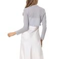 thumbnail image 3 of INSPIRE CHIC Women's Elegant Long Sleeve Glitter Crop Ruffle Bolero Shrug, 3 of 5
