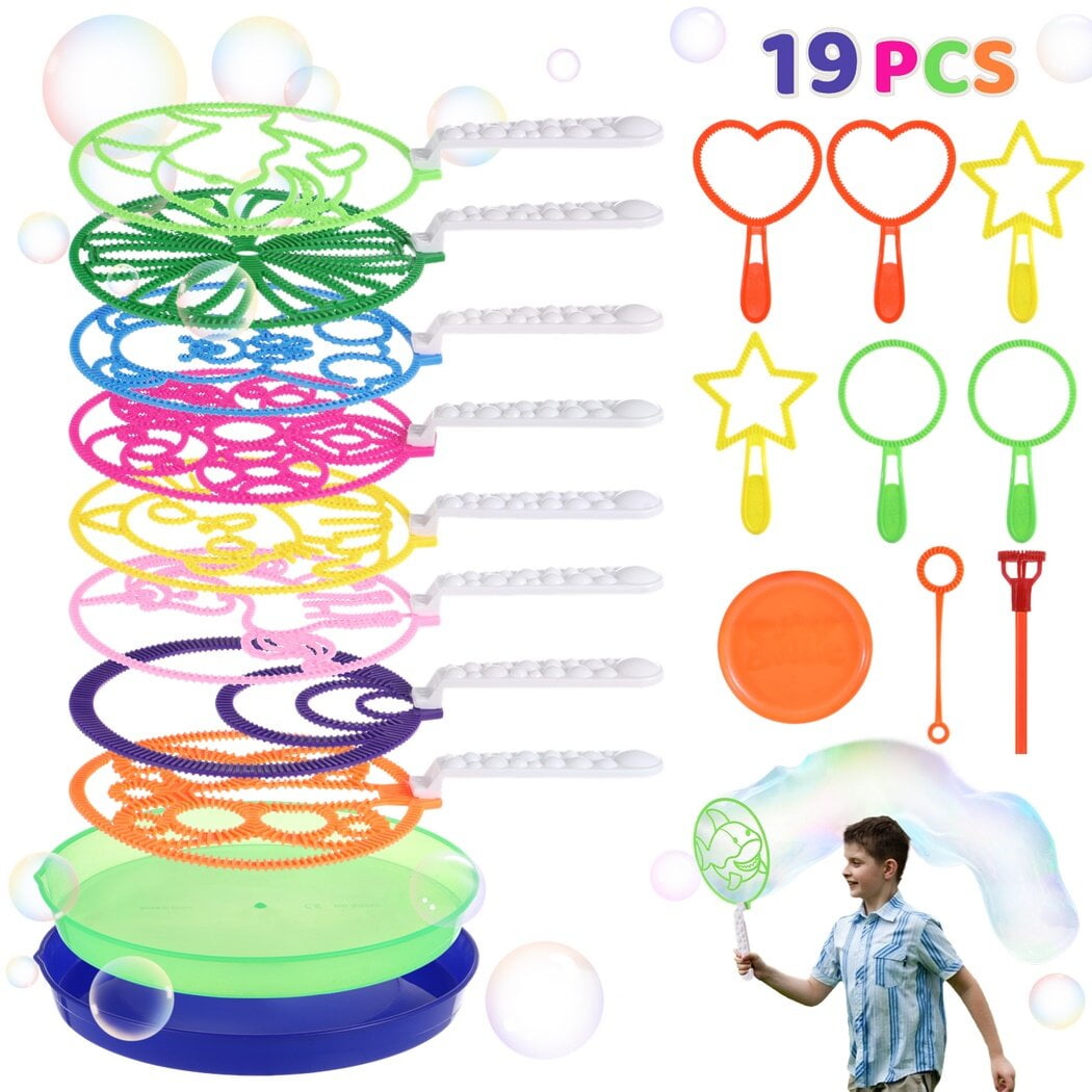 19 Pcs Bubble Wand Set, Multiple Styles Cartoon Giant Small