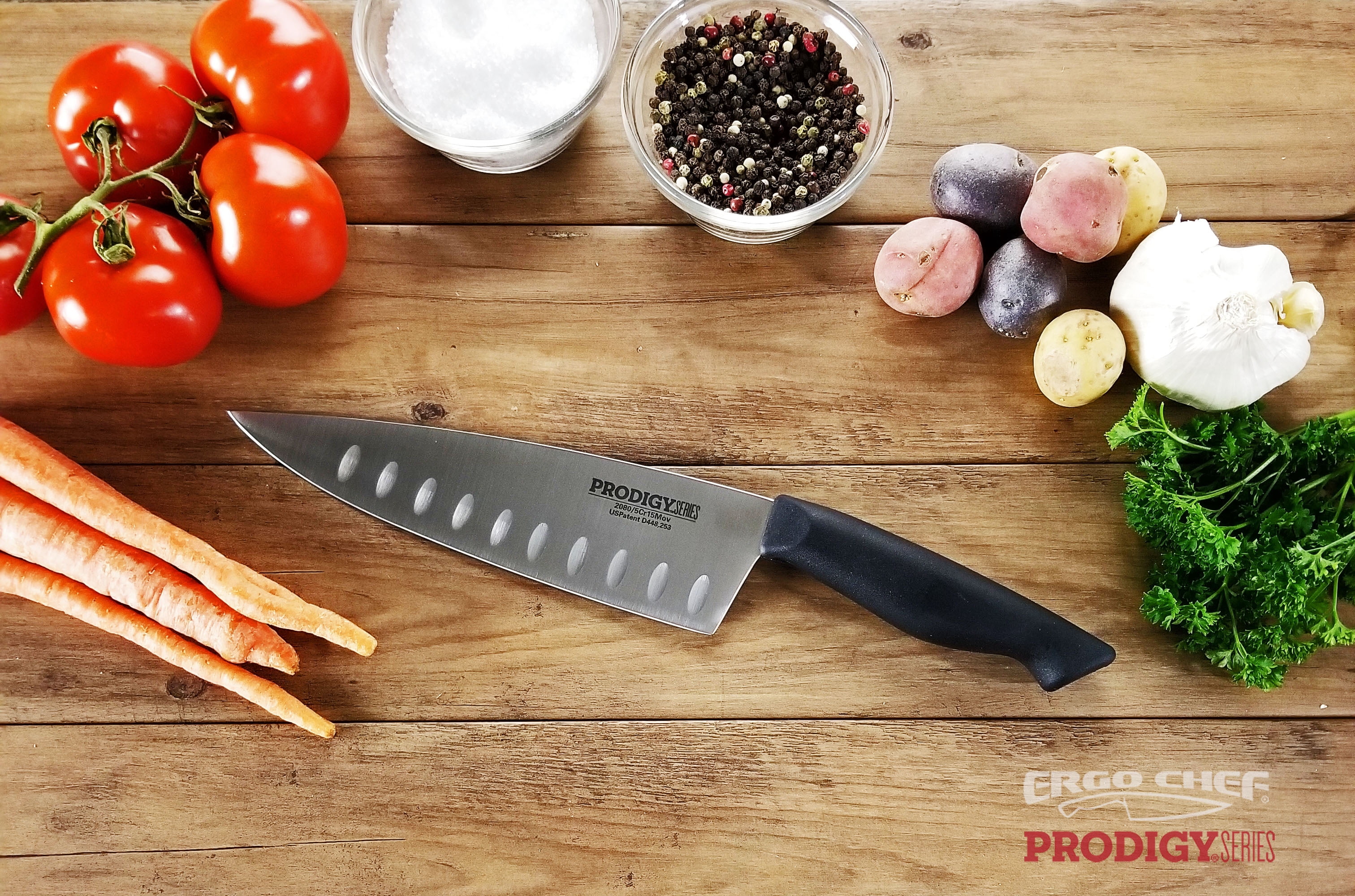 Ergo Chef Prodigy Series 8" Chef Knife, High Carbon Stainless Steel Blade, Ergonomic Non-Slip Handle