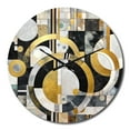thumbnail image 2 of Designart "Geometric Illusions Gold Black Gold Abstraction" Abstract Shapes Oversized Wall Clock, 2 of 5