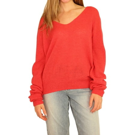 Free People Womens Gossamer Pullover Sweater, Pink, Small