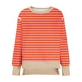 thumbnail image 3 of XPMWRP Women's Striped Casual Sweatshirts Oversized Crewneck Long Sleeve Pullover Top Fall Winter Outfits Fashion Clothes Orange XL, 3 of 4