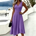 thumbnail image 6 of YuXingFu Cotton Dresses for Women Plus Size Maxi V-Neck Plus Size Womens Dress Sleeveless Flowy Long Casual Summer Purple S, 6 of 7